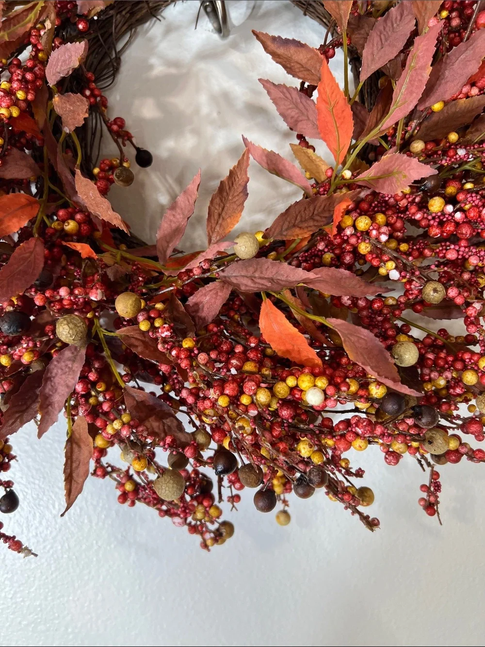 Fall Berry Wreath - Red and Orange Holiday Décor